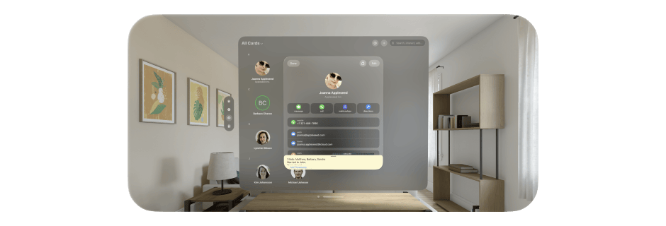 Screenshot of Cardhop for Apple Vision Pro