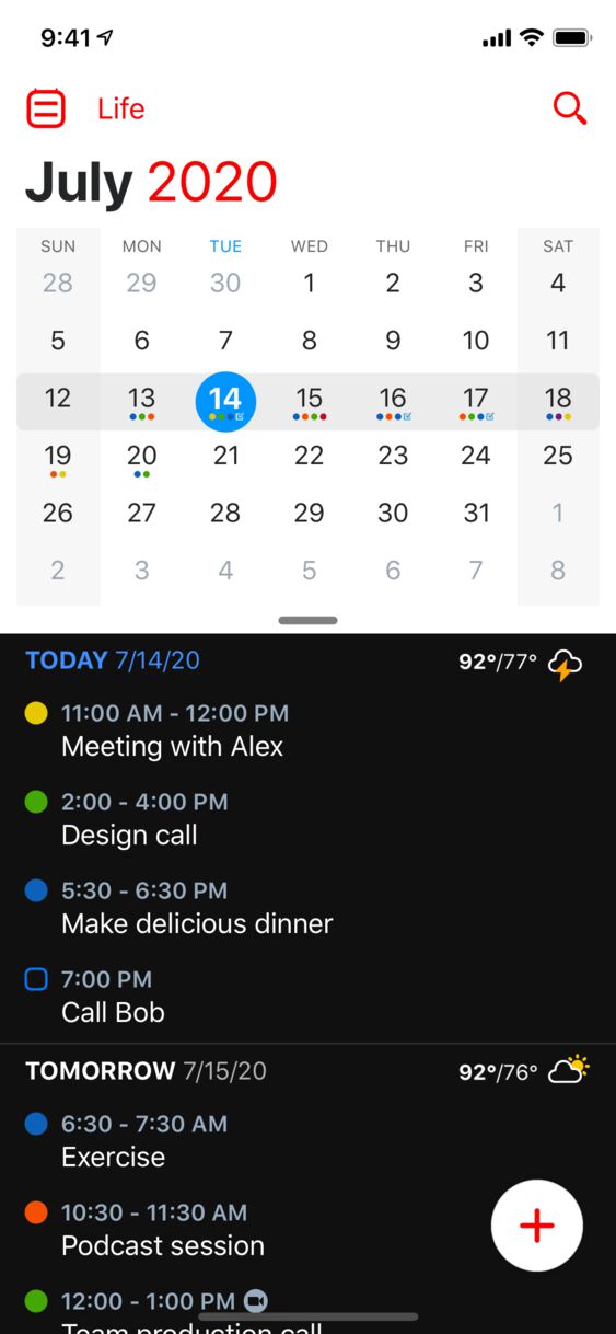 Calendar view