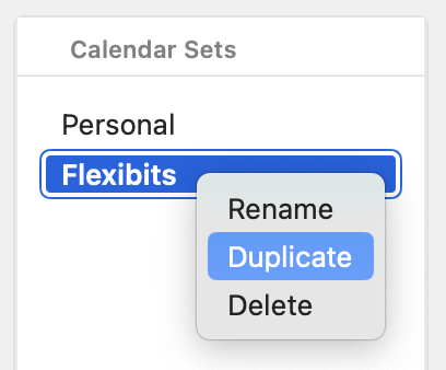 Duplicating calendar sets